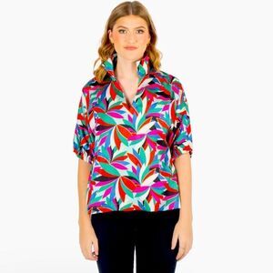 Emily McCarthey Poppy top in poinsettia party